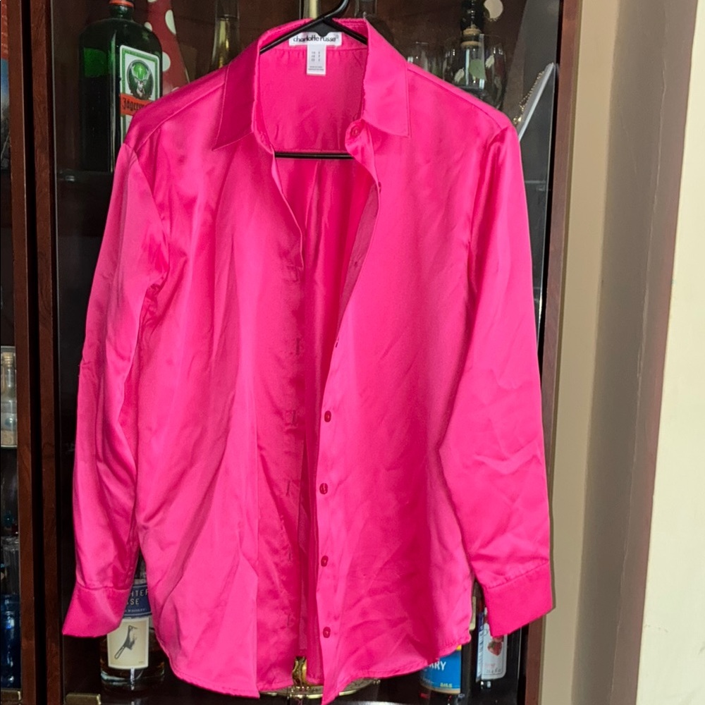 Charlotte Russe Fusia Vibrant Pink Button-Up Shirt